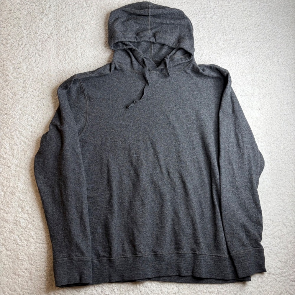 Faherty Brand Mens XXL Charcoal Gray Heather 100% Cotton Pullover Hoodie